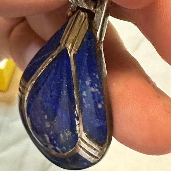 950 Mexican Sterling Silver. Lapis lazuli pendant enhancer bail. Genuine stone. - Picture 10 of 15